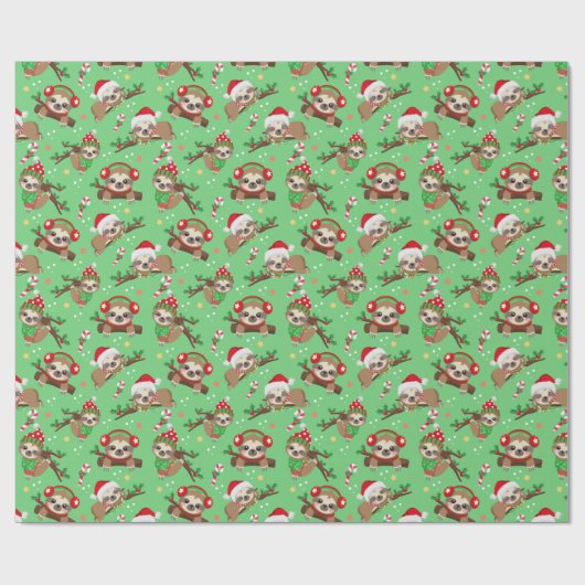 Christmas Sloth Gift Wrapping Paper Cadeaupapier (Vlak)