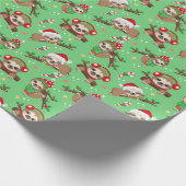 Christmas Sloth Gift Wrapping Paper Cadeaupapier (Hoek)