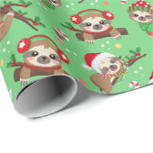 Christmas Sloth Gift Wrapping Paper Cadeaupapier (Rol Hoek)