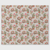 Christmas Sloth Gift Wrapping Paper Cadeaupapier (Vlak)