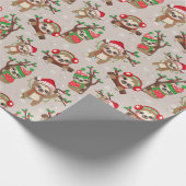 Christmas Sloth Gift Wrapping Paper Cadeaupapier (Hoek)