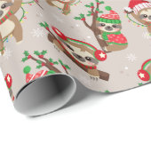 Christmas Sloth Gift Wrapping Paper Cadeaupapier (Rol Hoek)