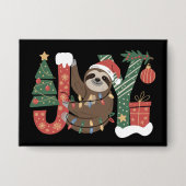 Christmas Sloth Holiday Tree Gifts Joy Cute Funny Button (Voorkant)