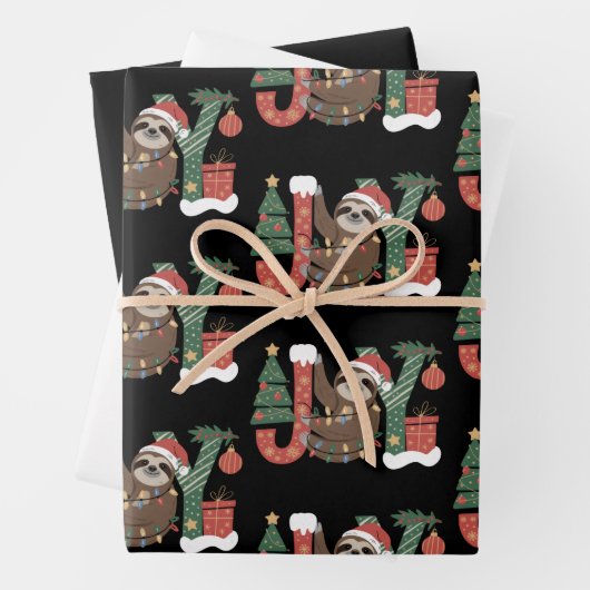 Christmas Sloth Holiday Tree Gifts Joy Cute Funny Inpakpapier Vel (In situ)