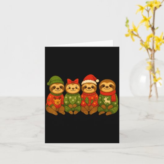 Christmas Sloth Matching Family Xmas Pajama Men Wo Kaart (Gele Bloem)