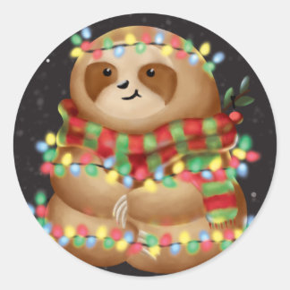 Christmas sloth  ronde sticker