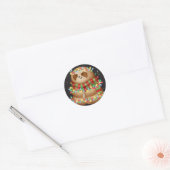 Christmas sloth ronde sticker (Envelop)