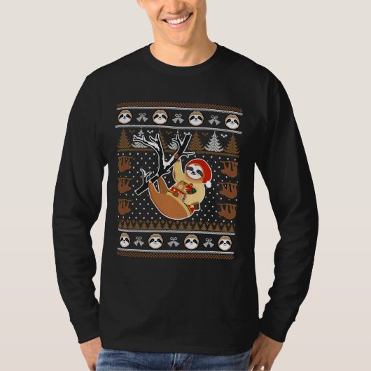 Christmas Sloth Santa Hat Cute Ugly T-shirt (Voorkant)