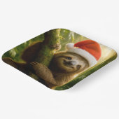 Christmas Sloth Wearing a Santa Hat Papieren Bordje (Gebogen)