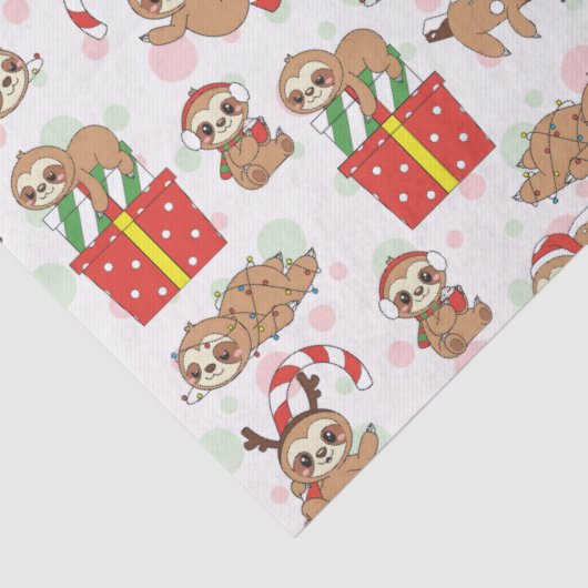 Christmas Sloths Tissue Paper Tissuepapier (Detail)
