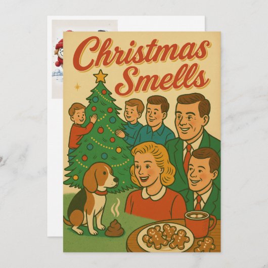 Christmas Smells A Retro Holiday Stinker Feestdagenkaart (Voorkant / Achterkant)