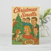Christmas Smells A Retro Holiday Stinker Feestdagenkaart (Staand voorkant)