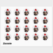 Christmas Smooth Dachshund Dog and Woof Art Ronde Sticker (Vel)