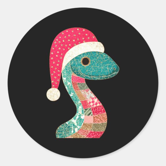 Christmas Snake Santa Hat Holiday Fun Premium Tri- Ronde Sticker (Voorkant)
