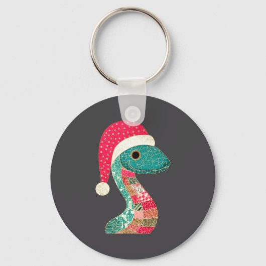 Christmas Snake Santa Hat Holiday Fun Premium Tri- Sleutelhanger (Voorkant)