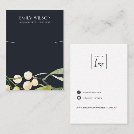 CHRISTMAS SNEBERRY KETTING BRACELET DISPLAY VISITEKAARTJE (Voorkant / Achterkant)