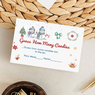 Christmas Sneeuwman raden hoeveel Snoepjes Informatiekaartje