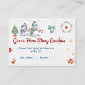 Christmas Sneeuwman raden hoeveel Snoepjes Informatiekaartje (Voorkant)