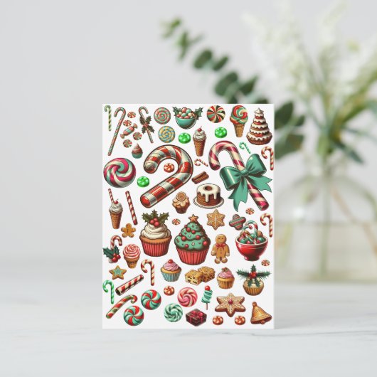 Christmas Snoep And Sweet trakteert clipart Briefkaart (Staand voorkant)