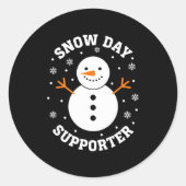Christmas Snow Day Suprter Snowflake Snowman Funny Ronde Sticker (Voorkant)