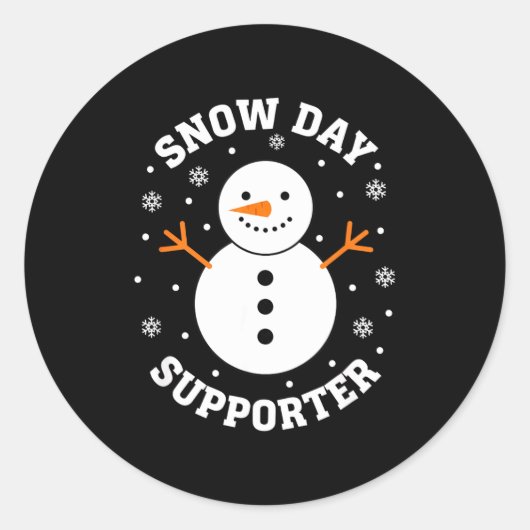 Christmas Snow Day Suprter Snowflake Snowman Funny Ronde Sticker (Voorkant)