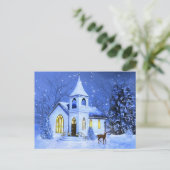 Christmas, Snow en Church Feestdagenkaart (Staand voorkant)