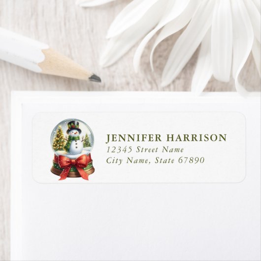 Christmas Snow Globe Return Address Labels (Insitu)