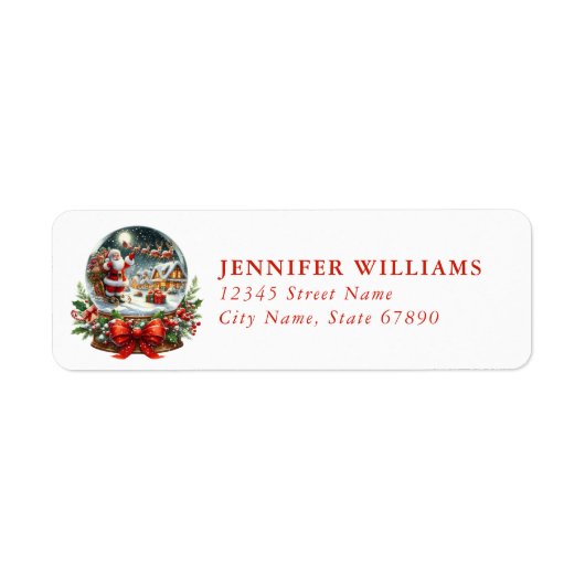 Christmas Snow Globe Return Address Labels (Voorkant)