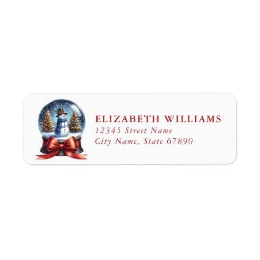 Christmas Snow Globe Return Address Labels (Voorkant)