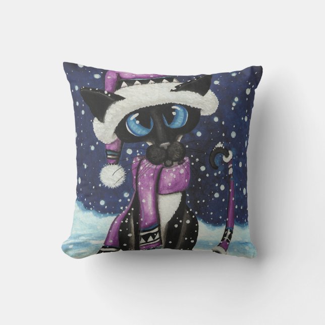 Christmas Snow Siamese Cat American MoJo Pillows Kussen (Voorkant)