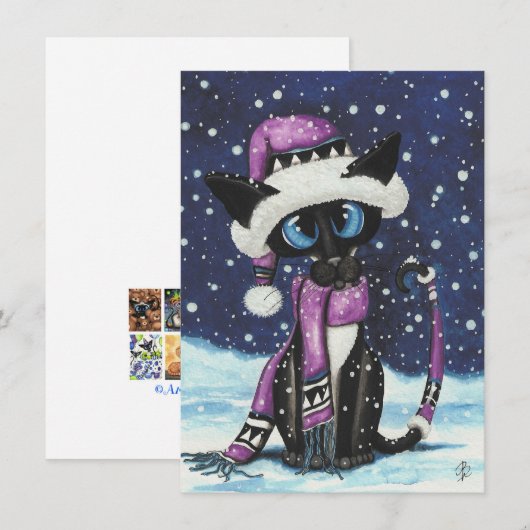 Christmas Snow Siamese Cat Winter (Voorkant / Achterkant)