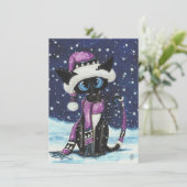 Christmas Snow Siamese Cat Winter (Staand voorkant)