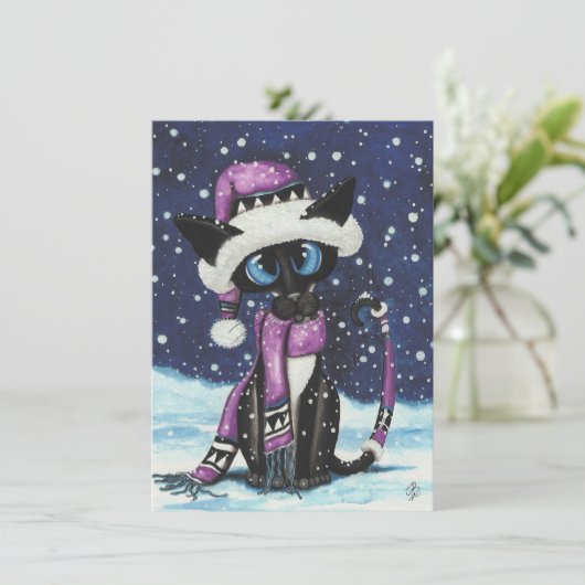 Christmas Snow Siamese Cat Winter (Staand voorkant)