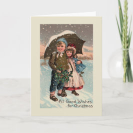 "Christmas Snow Umbrella" Wenskaart Feestdagen Kaart