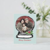 Christmas Snow Wereldbol Foto Feestdagenkaart (Staand voorkant)