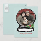 Christmas Snow Wereldbol Foto Feestdagenkaart (Voorkant / Achterkant)
