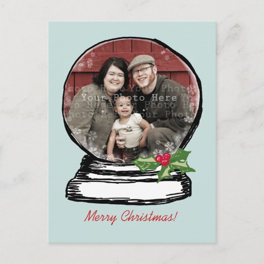 Christmas Snow Wereldbol Foto Feestdagenkaart (Voorkant)