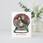 Christmas Snow Wereldbol Foto Feestdagenkaart (Staand voorkant)