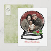 Christmas Snow Wereldbol Foto Feestdagenkaart (Voorkant / Achterkant)