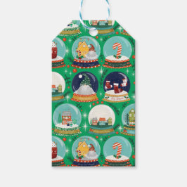 Christmas Snow Wereldbol Groen - Woodland Christma Cadeaulabel