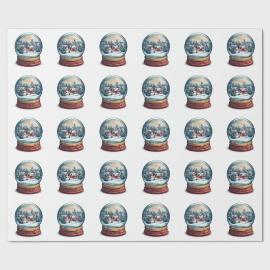 Christmas Snow wereldbol met een klein dorpsontwer Cadeaupapier (Vlak)