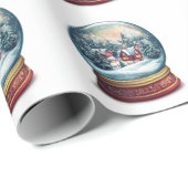 Christmas Snow wereldbol met een klein dorpsontwer Cadeaupapier (Rol Hoek)
