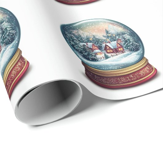 Christmas Snow wereldbol met een klein dorpsontwer Cadeaupapier (Rol Hoek)