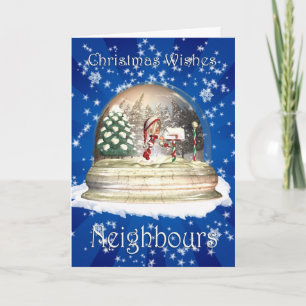 Christmas Snow Wereldbol met kleine elf en brieven Feestdagen Kaart