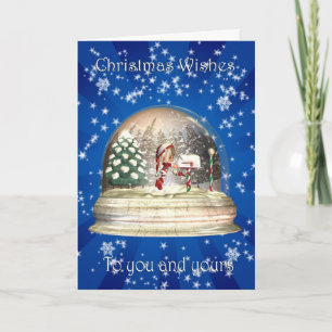 Christmas Snow Wereldbol met kleine elf en brieven Feestdagen Kaart