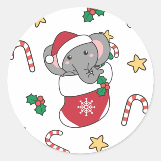Christmas Snow Winter Animals Classic Ronde Sticker (Voorkant)