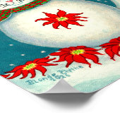 Christmas Snowcat Cardinal Bird Snowman Poinsettia Poster (Hoek)