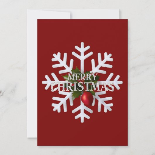 Christmas Snowflake And Shy Red Berry Feestdagenkaart (Voorkant)