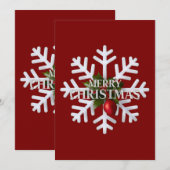 Christmas Snowflake And Shy Red Berry Feestdagenkaart (Voorkant / Achterkant)