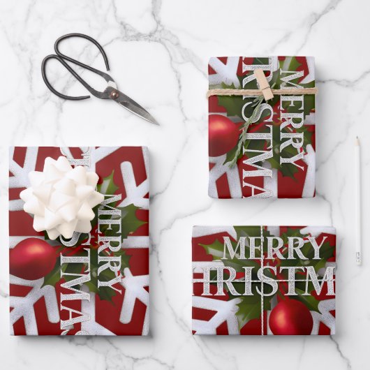 Christmas Snowflake And Shy Red Berry Inpakpapier Vel (Voorkant)